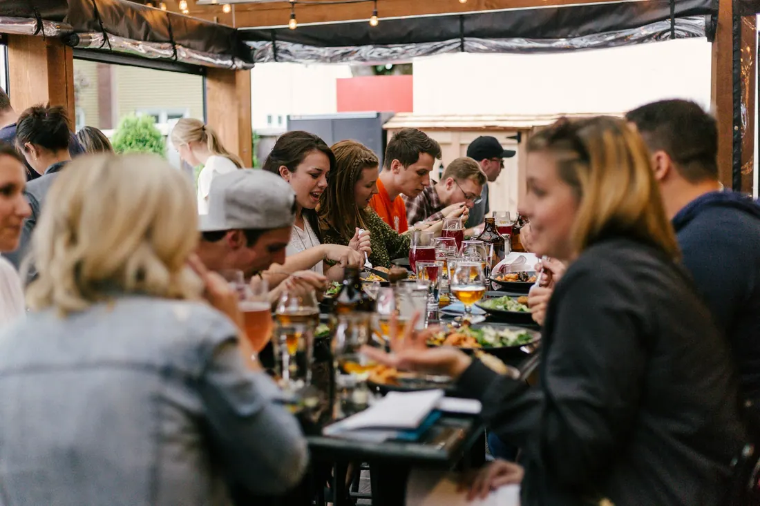Team sharing a meal together
