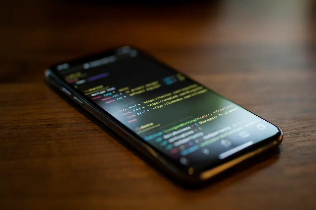 Phone displaying code